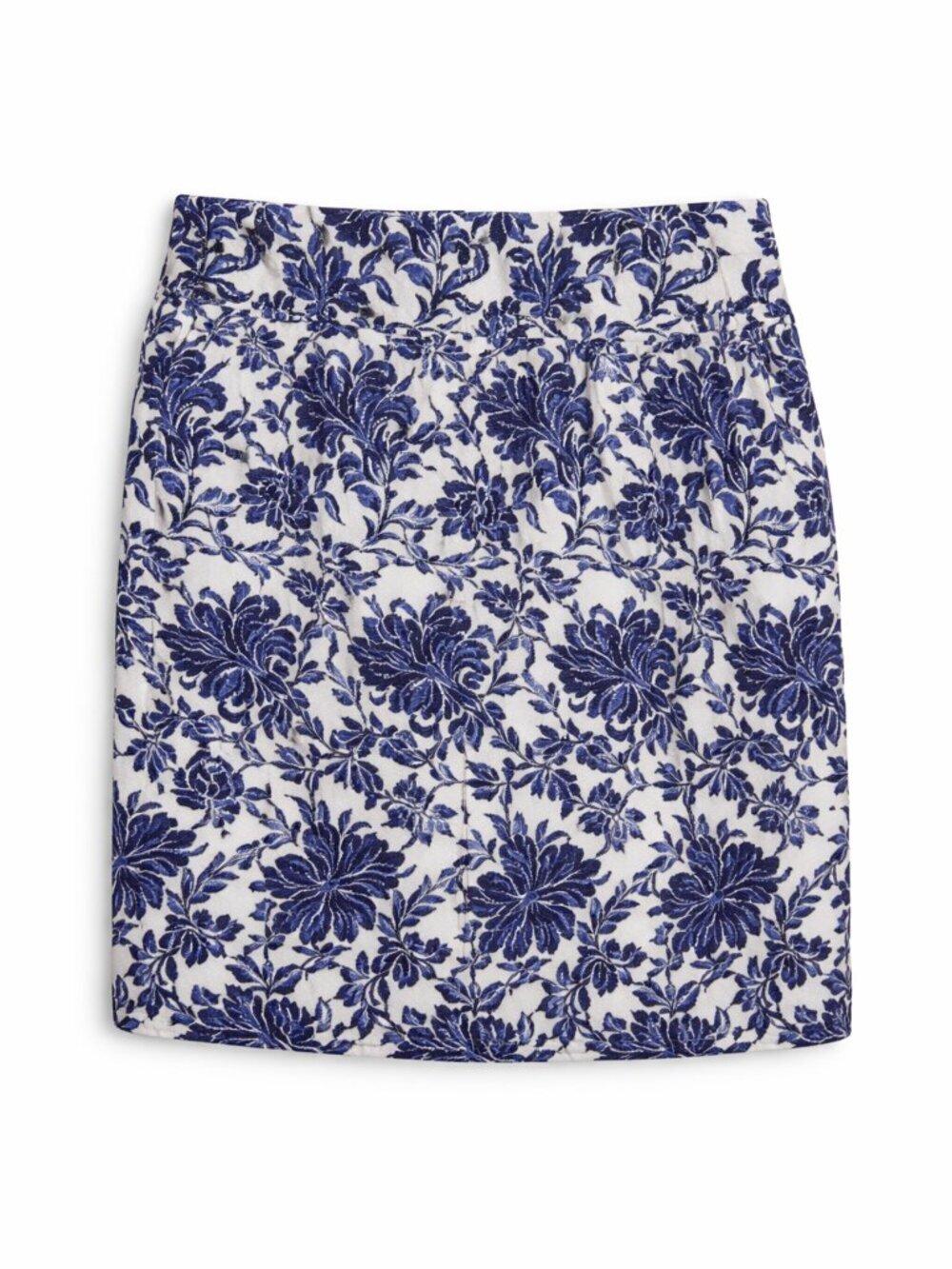 Ann Taylor Blue Floral Mini Skirt Size 4 Textured Jacquard White Navy Preppy